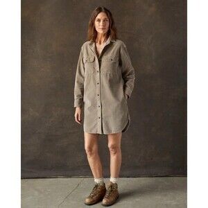 Outerknown Shirt Dress Shacket Womens Size M Beige Button Front Long